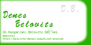 denes belovits business card